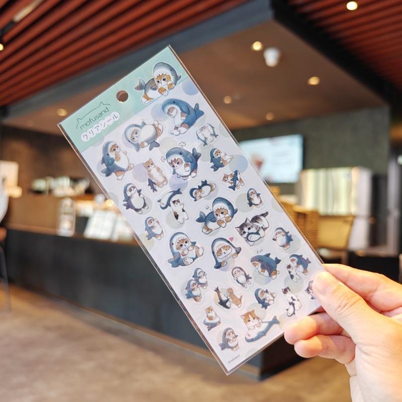 Mofusandseries Cartoon Transparent Waterproof Pvc Ledger Material Stickers For Hand Account Pencil Case Decals