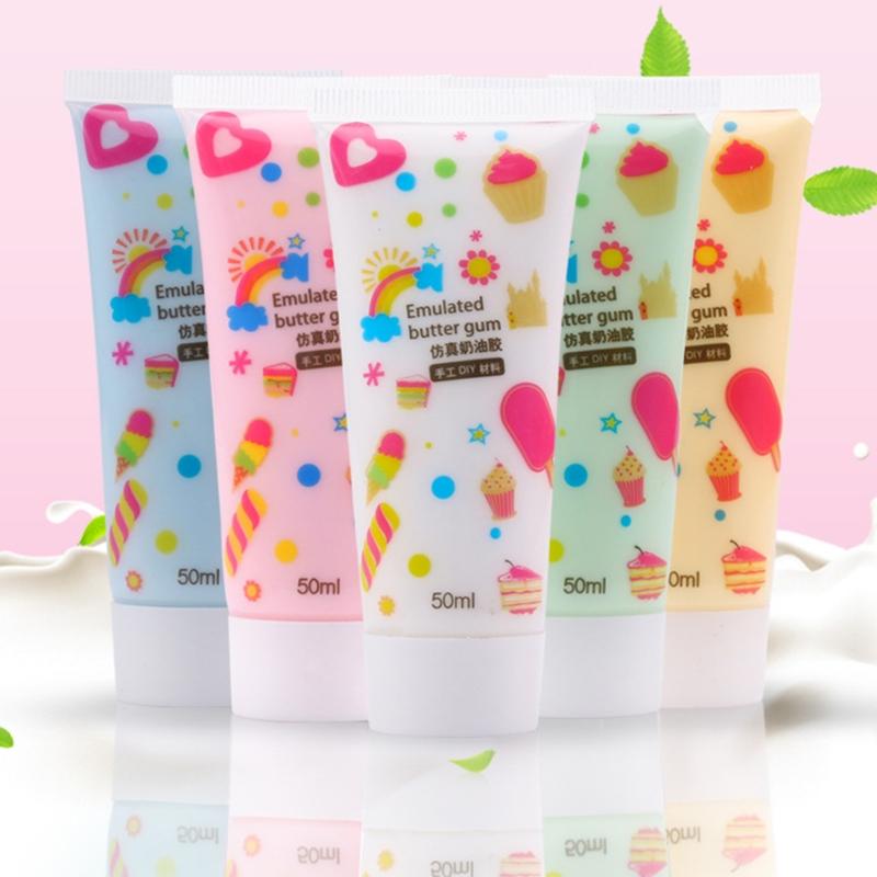 2pcs 50g Simulation Cream Clay Adhesive Gel Multicolor Fake Whipped Cake Cream Glue DIY Phone Case Shell Kit Handmade Home Decor