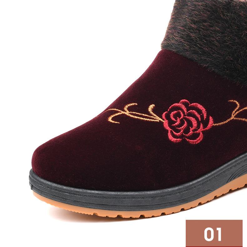 Women's Shoes Winter Elderly Cotton Shoes Women's Velvet Warm The Elderly Soft-soled Grandmother Cotton Boots