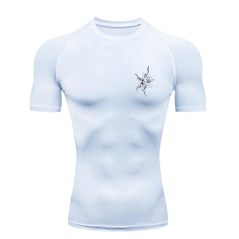 Flame Design Men Sports T-shirt Training Fitness Compression Workout T-Shirt Rashguard Sports Men's Short Sleeve Rashguard
