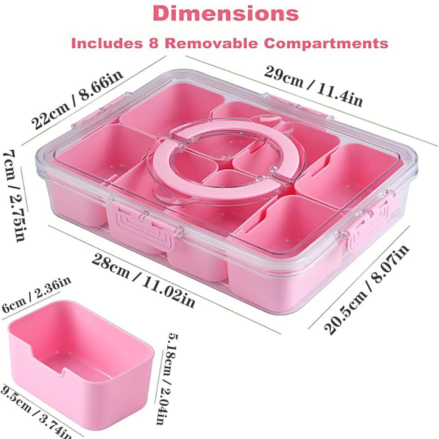 Snack Box Container,Divided Serving Tray with Lid and Handle,Snackle Box Charcuterie Container,Portable Snack Container Storage