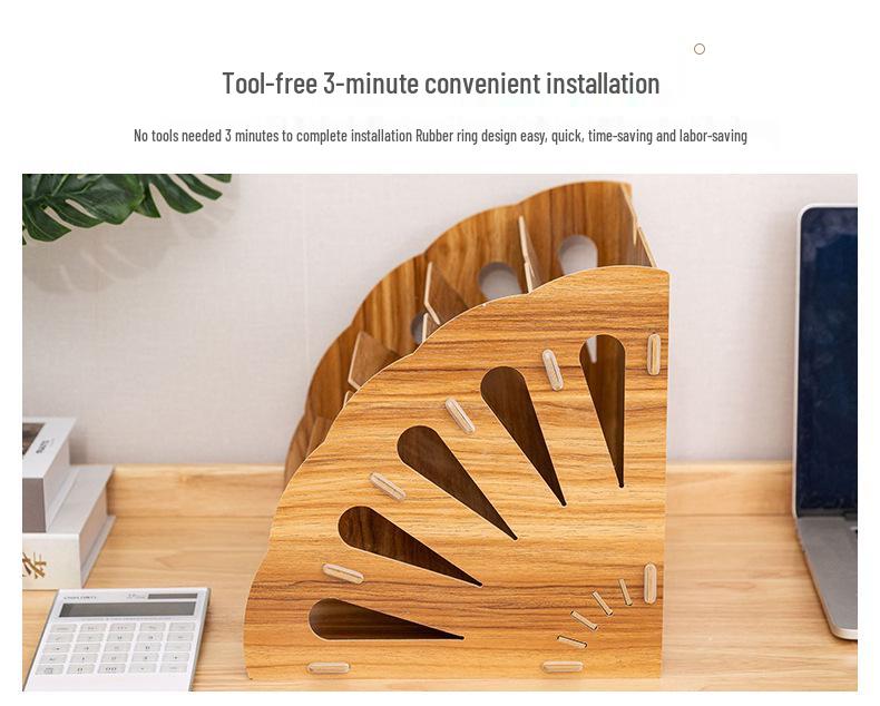 Multi-Layer Wooden Desktop Organizer for Office Supplies and A4 Documents