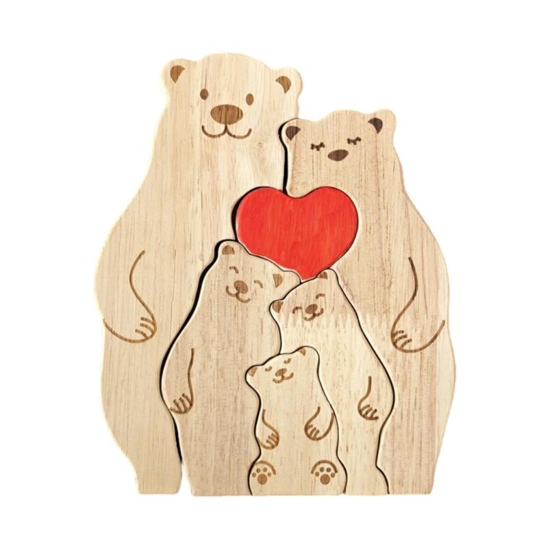 Personalize Wooden Bear Family Puzzle Housewarming Gift Unique Wooden Animal Puzzle Home Decors Wooden Cute Bear Puzzle