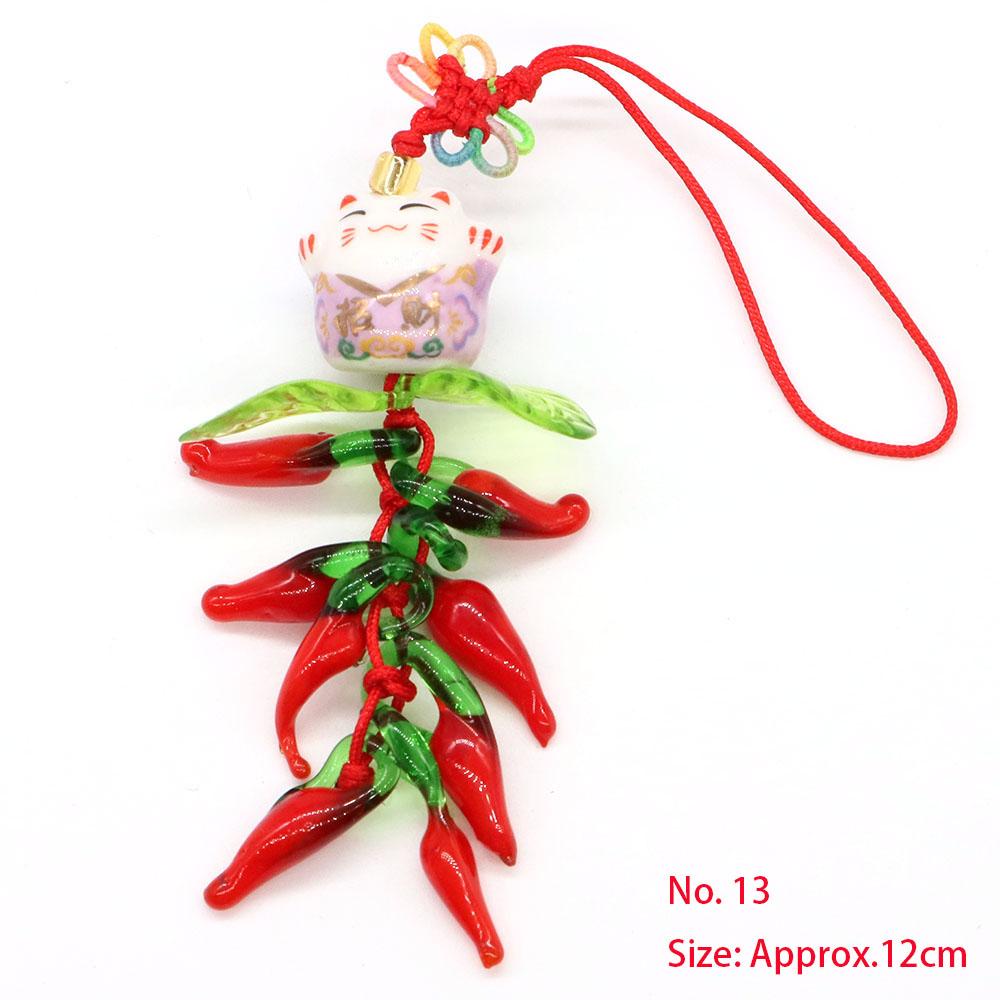 Mascot Wealth Lucky Brass Coin Chili Cabbage Tomato Keychain Chinese Knot Car Bag Hanging Ornament Fengshui Home Decoration Gift