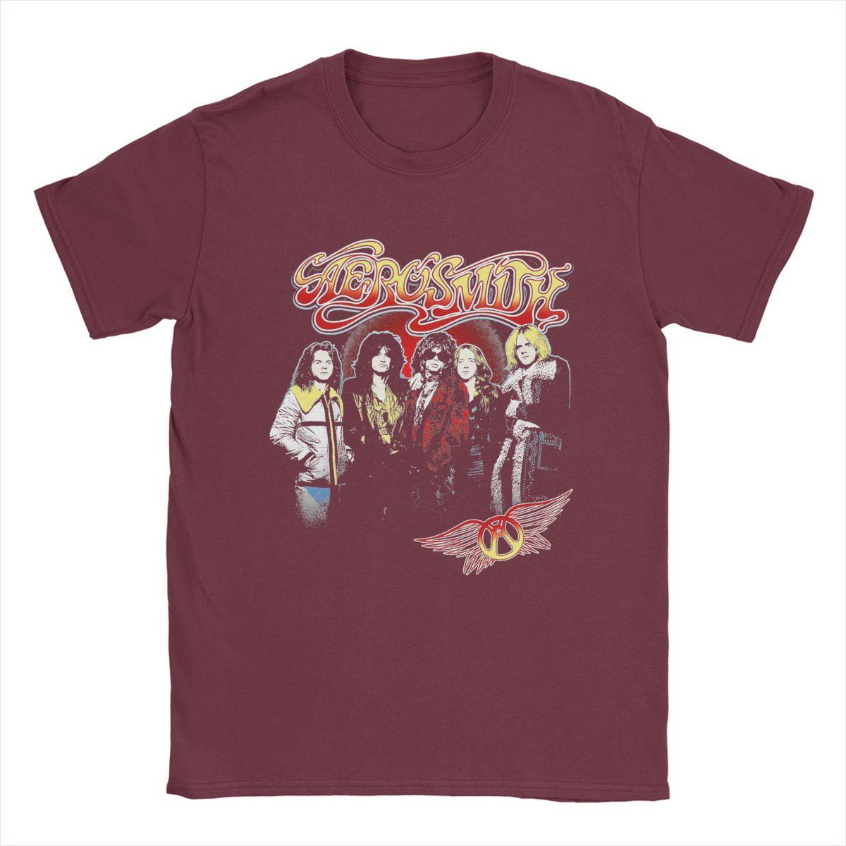 

Rock Aerosmith Band T Shirts Apparel Men Women Cotton Leisure T-shirt Short Sleeve Tops Birthday Gift XXXXXL бордовий