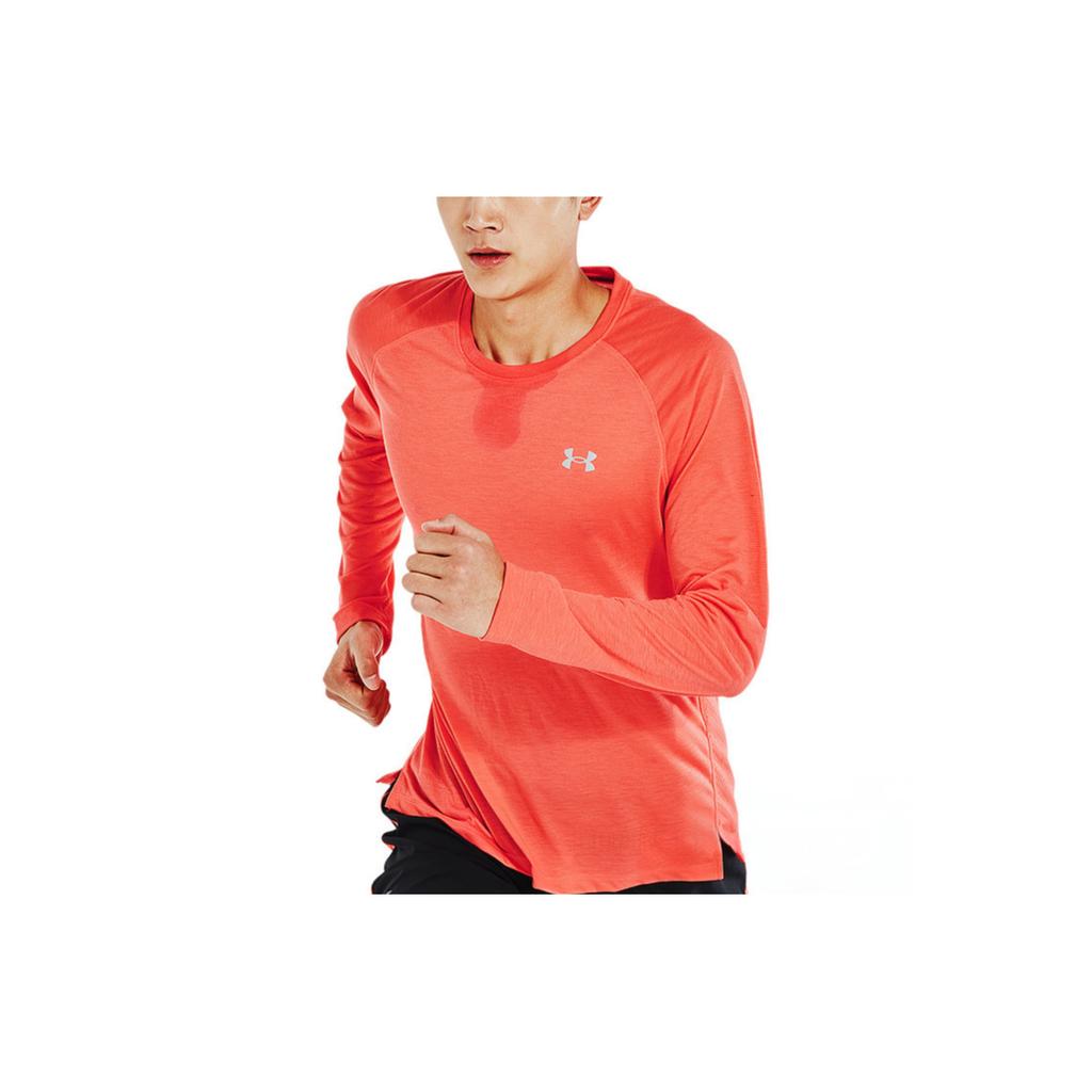 Under Armour Logo Running Long Sleeve Crew Neck T-Shirt Men Tops Red 1361470-690