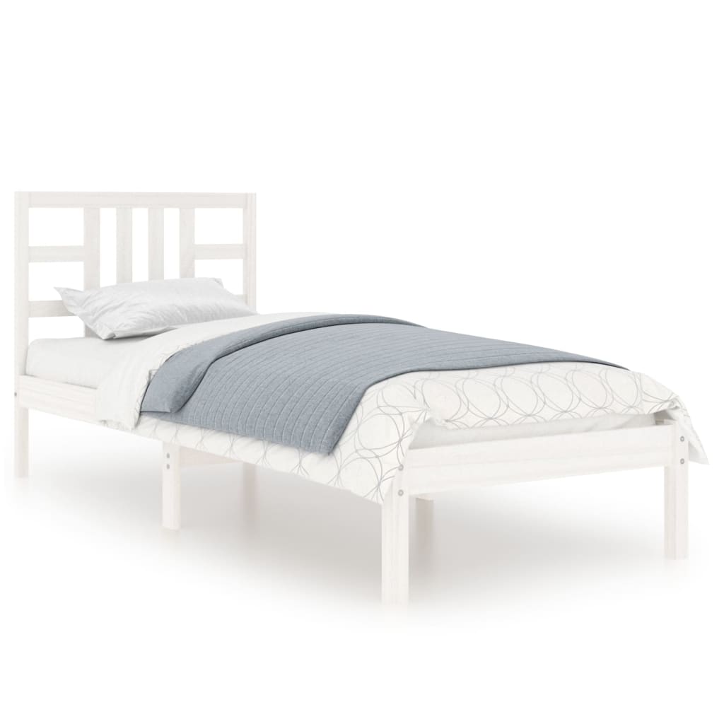 💰Kaufe Bed Frame White Solid Wood 75x190 cm 2FT6 Small Single zum