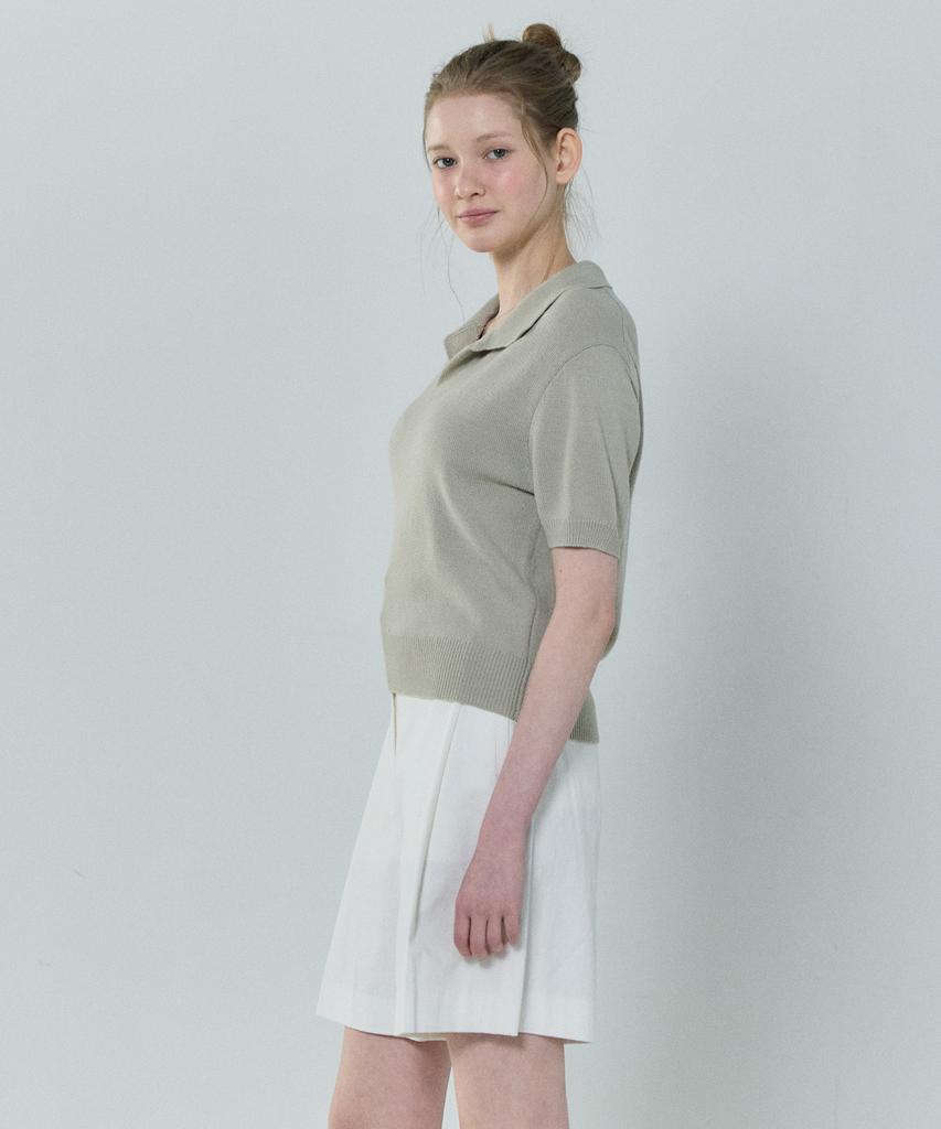 BASIC HOUSE Women'S Acrylic Open Collar Sweater Light Khaki Lzkt3201