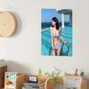 Wall Poster Metal Art - Korean Beauty Model & Bikini Poolside Wall Decor for Home Bar Cafe
