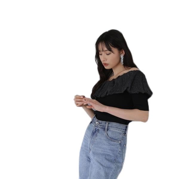 

[Natural Beauty Basics] Sweater [Pre-order: Arrives mid-to-late May] Décolleté Balloon Sheer Knit, Women s, Black