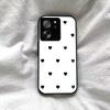 Black Heart Pattern Phone Case for Xiaomi 13T Pro Acrylic Back TPU Bumper Shockproof Protective Cover, Minimalist Korean Style