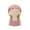 Resin Girl Planter Tabletop Display Lovely Bloom Pot Cute Design Statue for Balcony