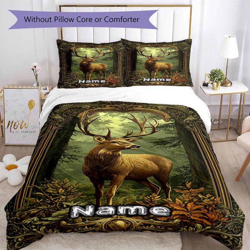 Deer2 Customize Your Name Bedding Set Breathable Duvet Cover With Pillowcases Decorative Bed Linen For Bedroom Home Decoration Birthday Gift