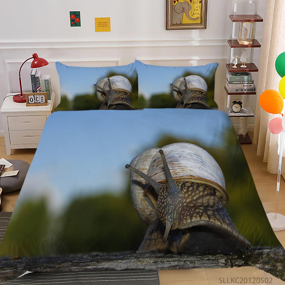 Bedding Cover Suit 2/3 Pcs Snail Home Bedclothes Unique Design Insects Quilt Covers with Pillowcase Bed Sets