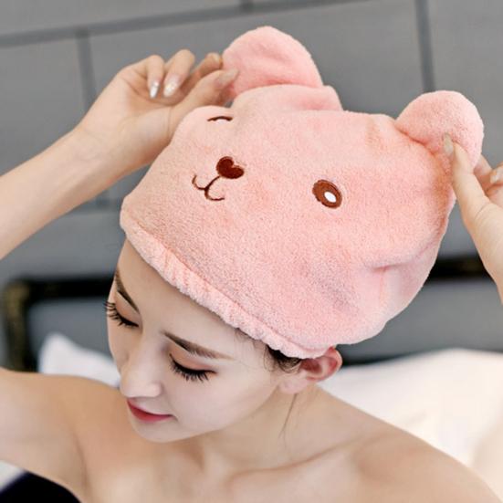 Niedlicher Bär, wasserabsorbierende Dusche, schnelltrocknende Haarmütze, Kopfwickel, Handtuch, Badekappe