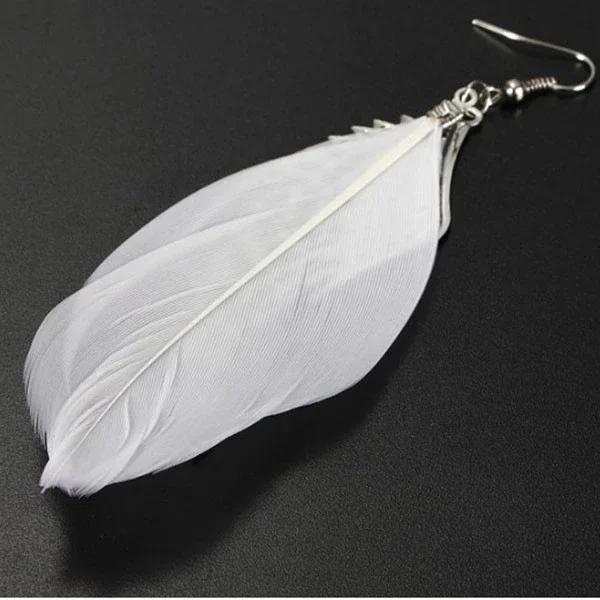 Fashion Silver Plated Angel Wings Earring White Feather Drop Earrings for Women
