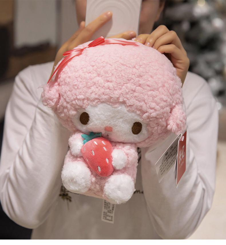 Sanrio Little Sheep Plush Coin Purse with Strawberry Charm & Bow
