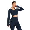 Sports Tights Quick Drying Fitness Running Seamless Navel Top Long Sleeve Yoga Clothes