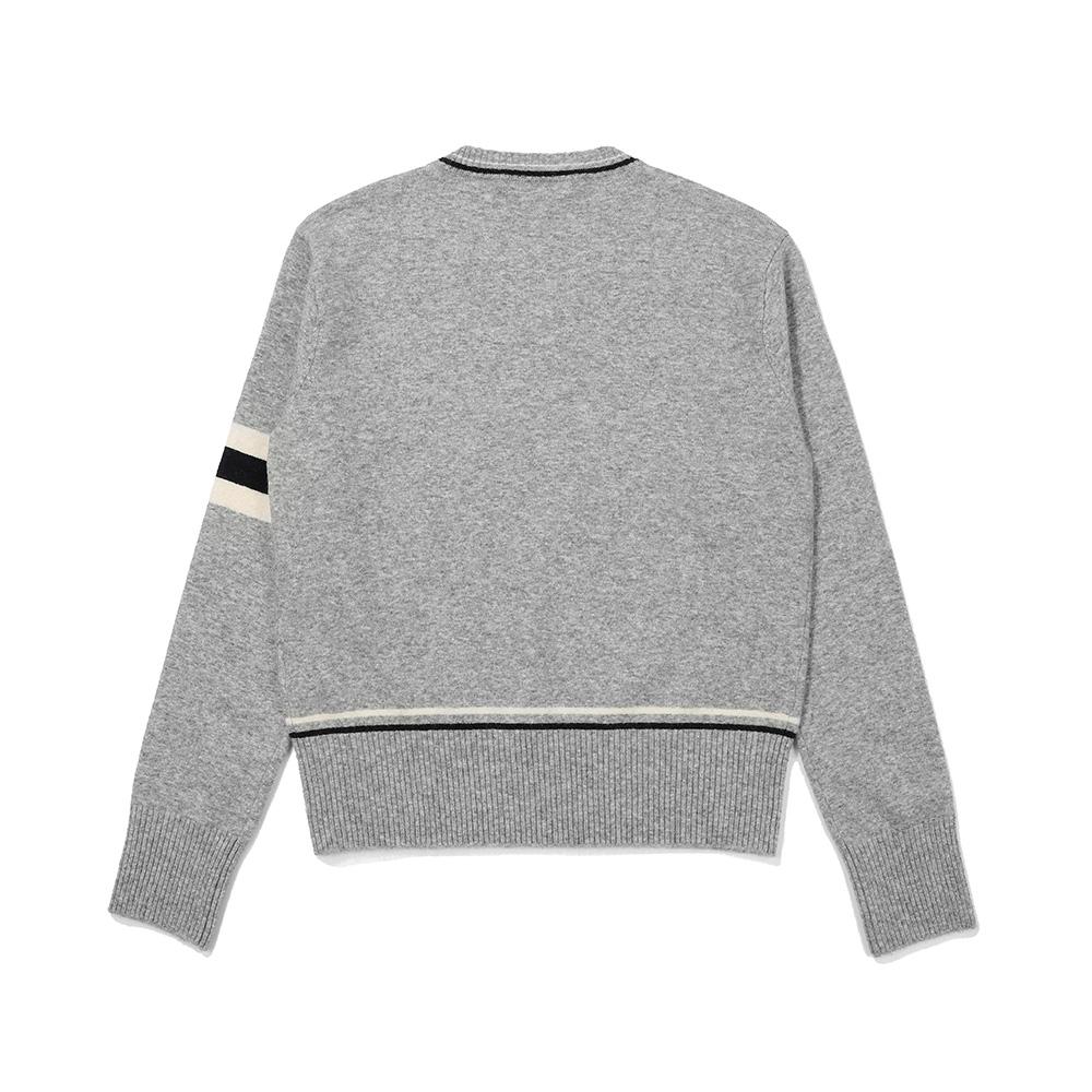 MALBON GOLF Round Neck Logo Knit Top Melange Gray (Woman)