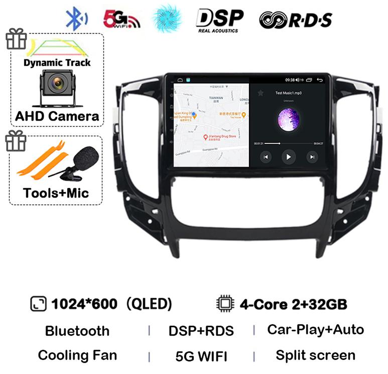 Android 14 WIFI+4G Carplay Auto For Mitsubishi Pajero Sport 3 L200 2015 2016 2017 2018 2019 Car Radio Multimedia Player GPS QLED