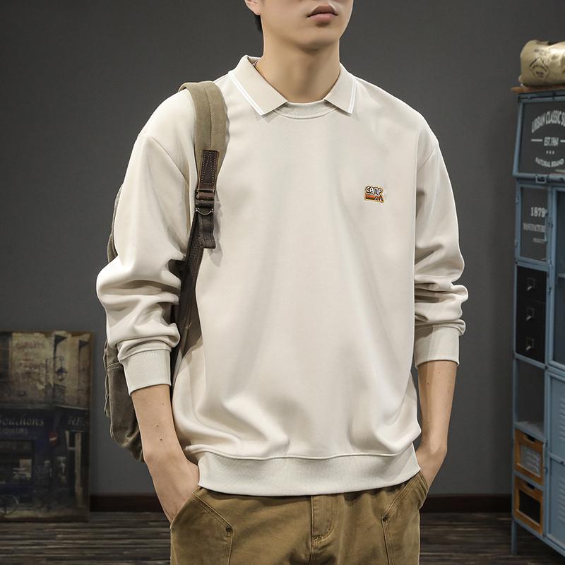 

Осенне-зимний трендовый японский свитер с лацканами, мужской поддельный топ из двух частей, повседневный вышитый пуловер, нижняя рубашка, модное пальто 4XL