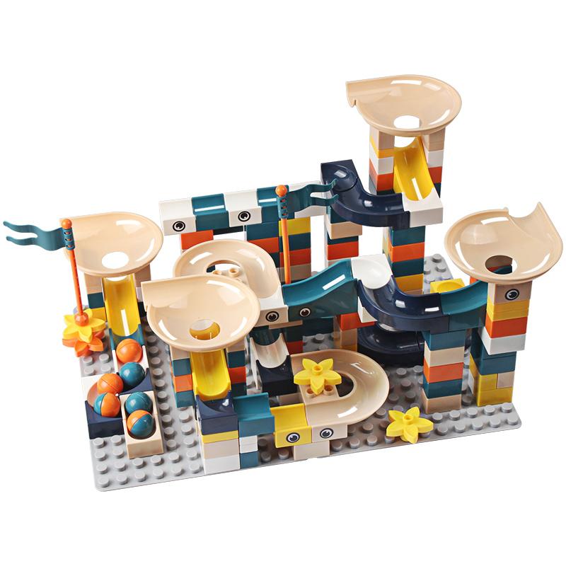 83-332PCS Mramorové závody Běh Cihly Velké Stavební Bloky Trychtýř Skluzavky Bloky DIY Cihly Hračky pro děti Dívky