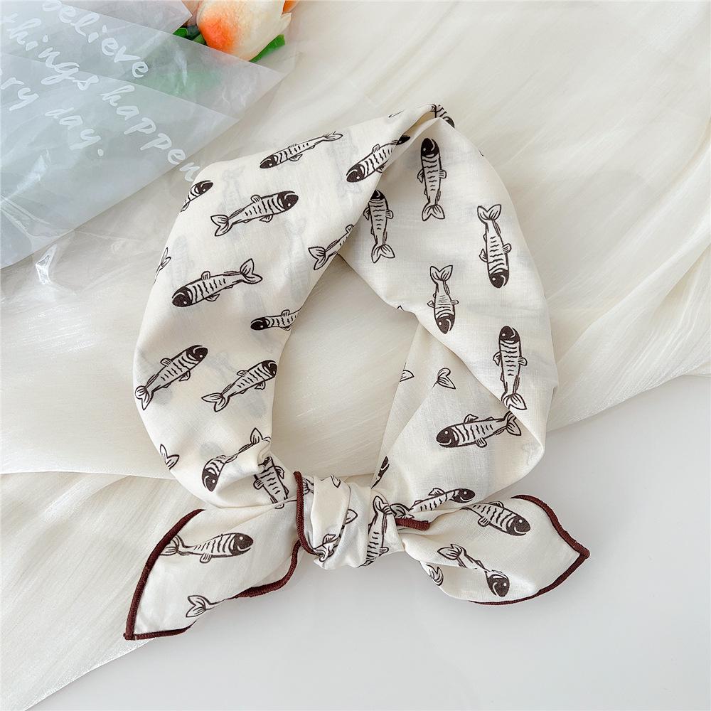 58 Cotton Linen Small Square Silk Scarf for Women - Spring/Autumn/Summer Korean Style Headband & Decorative Scarf