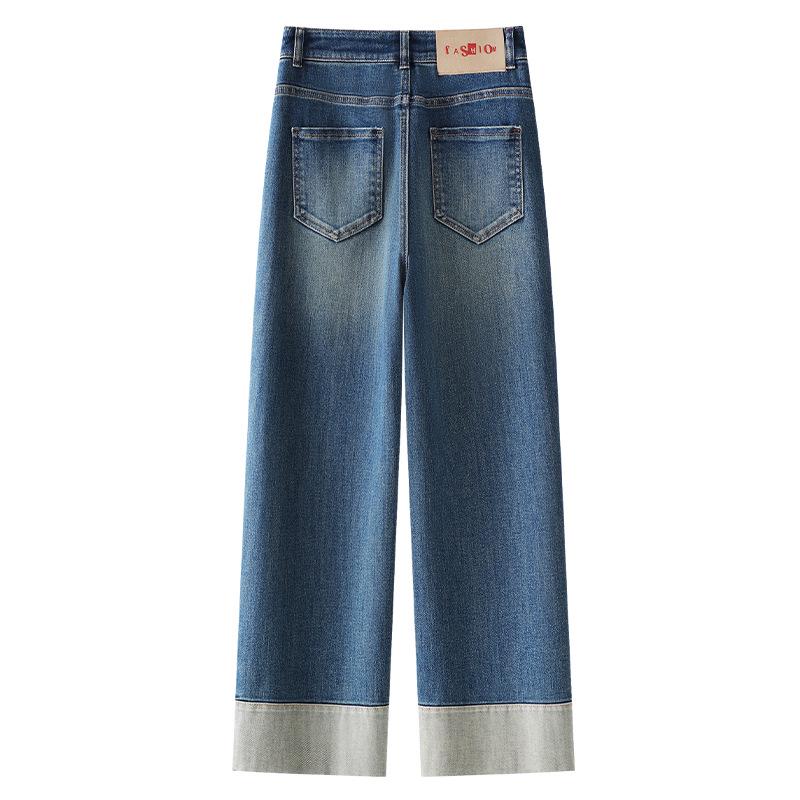 Dámské džíny s ohrnutými nohavicemi úzkého a širokého střihu: 2025 Jaro/Podzim Retro Styl