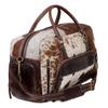 Handmade Cowhide & Hair-On Leather Duffle Bag: 22" Weekender Holdall