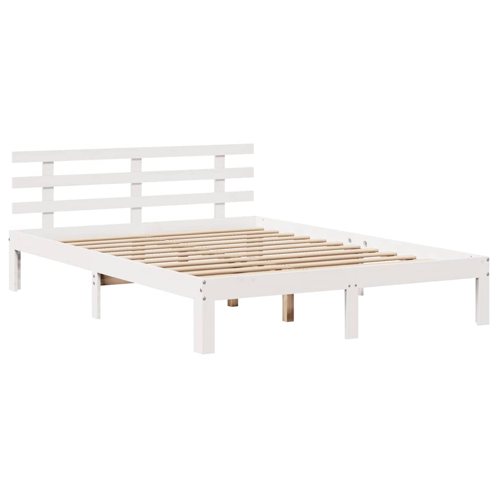 Solid Wood Bed with Drawers White 150x200 cm Pine