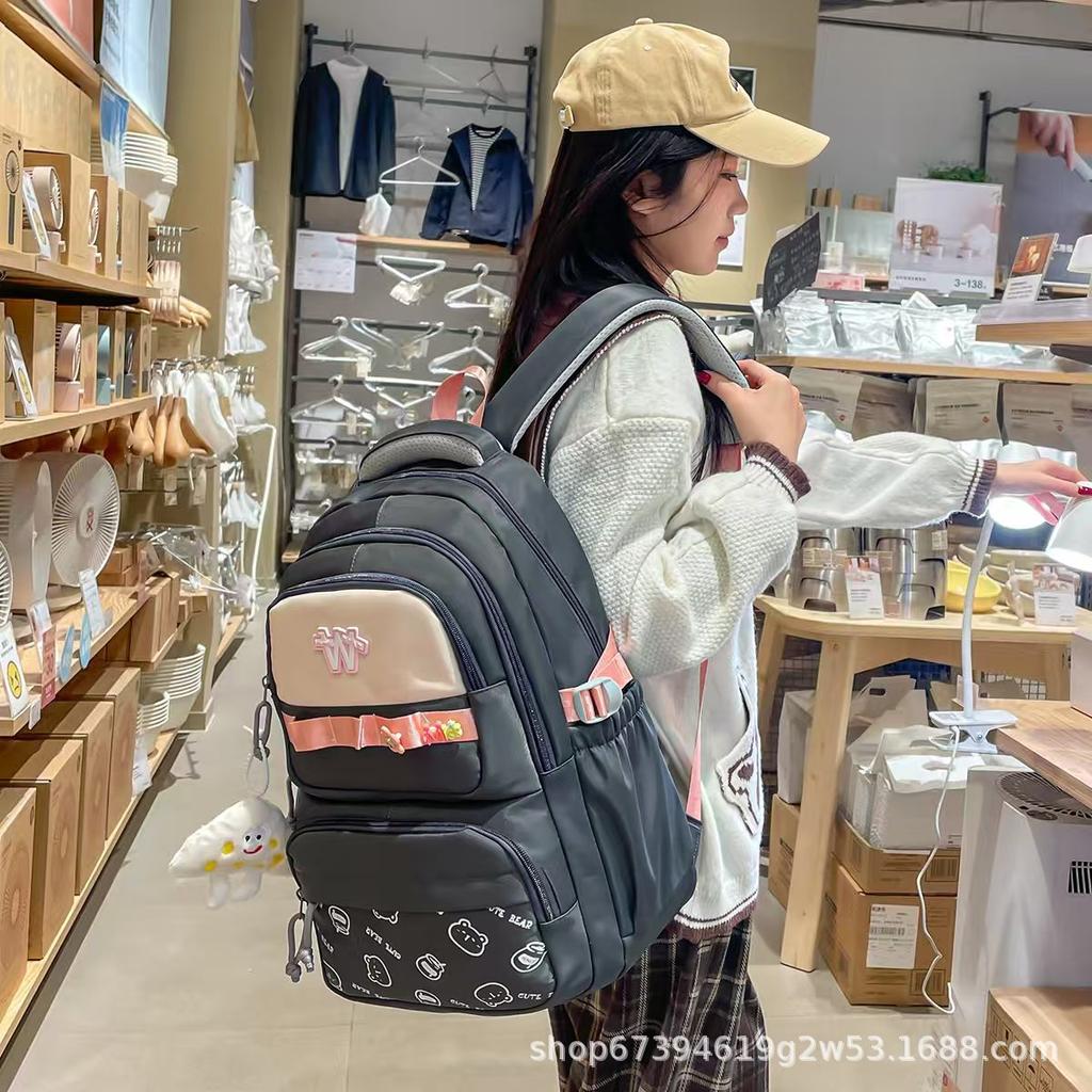 Schoolbag Backpack Female Small Fresh Junior High School Students Niche Design Fashion Personality Double Backpack New Foreign Style Student Schoolbag