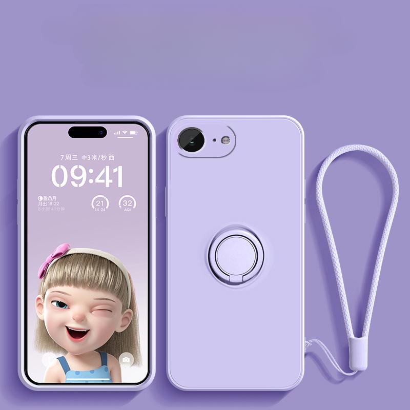 

Для iPhone 16E 16 E жидкий силиконовый чехол-подставка для телефона для iPhone SE 4 2025 SE4 5G ремешок магнитный мягкий чехол из ТПУ чехол For iPhone 16E светло-фиолетовый