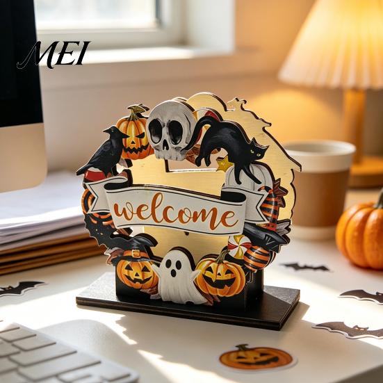 Festive Desktop Decoration Halloween Wooden Napkin Holder, Ghost Pumpkin Decorative Tabletop Tissue Dispenser, Gift for Holiday Enthusiasts