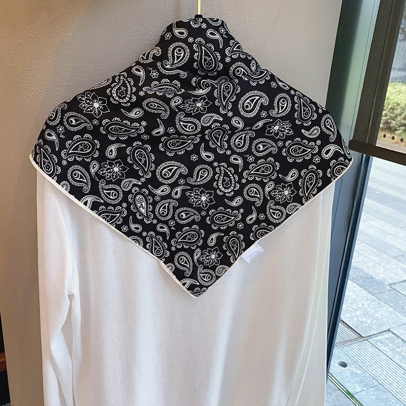 Spring and Autumn Premium Triangle Scarf Double Layer Satin Korean Edition Small Shawl Silky Smooth Foreign Style Neck Protection Silk Scarf Scarf