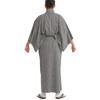 Edoten Yukata with Obi and Size Sashiko Black Men's Sashiko-Woven Kimono, 100% Cotton, Pockets, 3L,