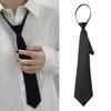 Unisex Black Simple Clip On Tie Security Tie Uniform Shirt Suit Neckties Steward Matte Funeral Lazy Neck Ties Men Women Students Set