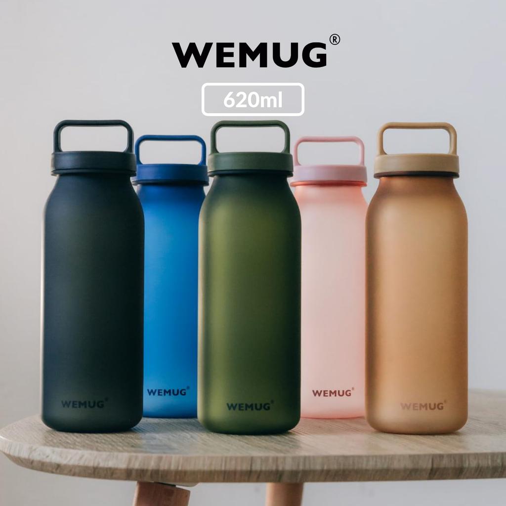 WEMUG Water Bottle, 620ml (Ultra-Lightweight, Silicone-Free, High-Sealing), Sports Bottle with Handle, Army Green