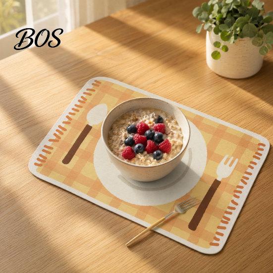 Cafe Style Placemats Rectangular Plaid Placemat, Heat Resistant Non-Slip Colorful Dining Cute Tableware Placemat Patterns, Artificial Leather