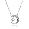 Women's PT950 Platinum 0.5CT Moissanite Star-Moon Necklace - High-End Design, Luxury Delicate, Good for Daily Commute