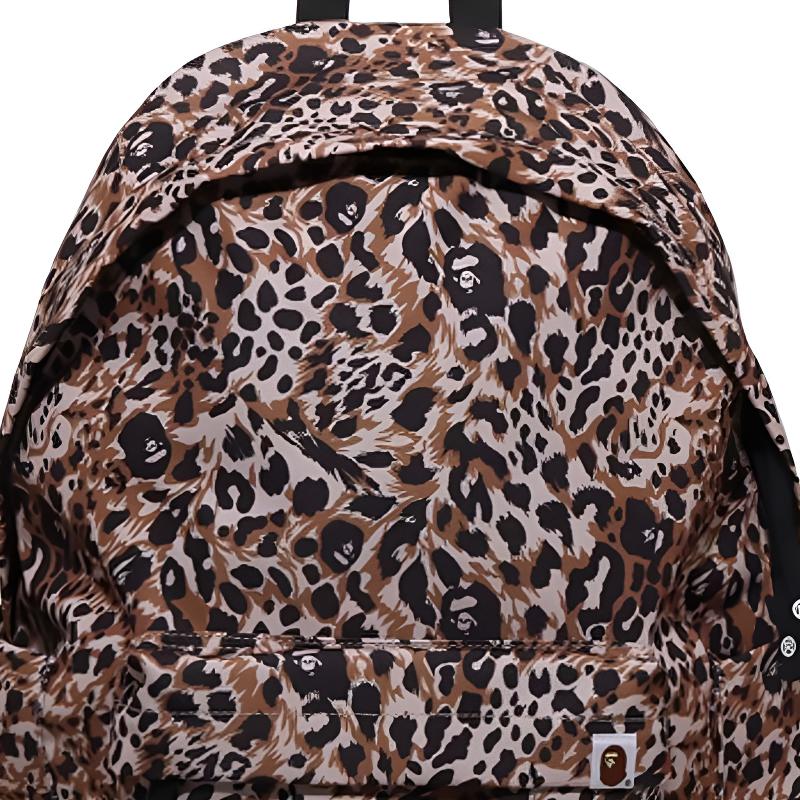 A Bathing Ape Pattern Fabric Backpack Unisex Backpack Leopard-Print 0ZXBGM004891P
