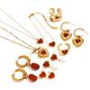 Stainless Steel Red Agate Heart-shaped Necklace, High-end Pendant Earrings, Exclusive Ring