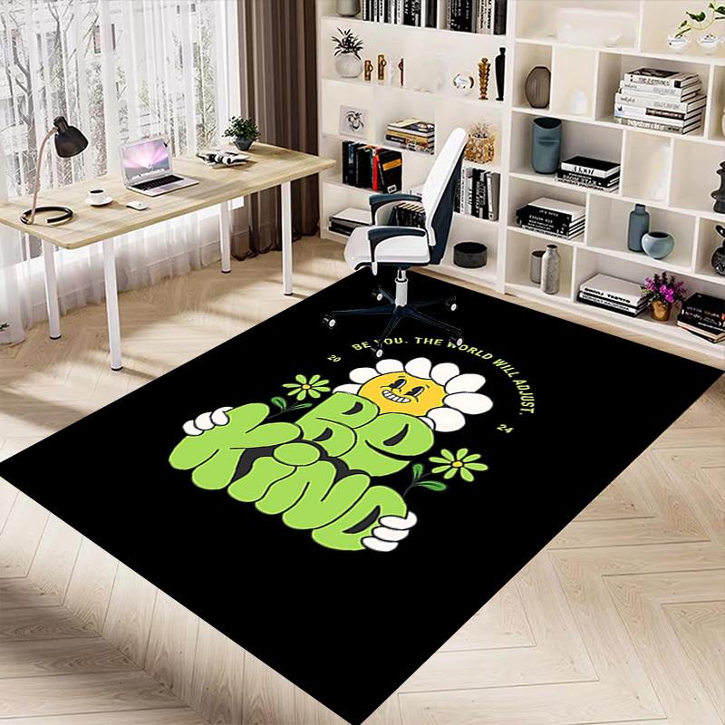 1pc Be Kind Home Office, Durable Polyester Floor Mat with Easy, Office Decor, Urban Style, Nonslip Backing, Highquality Fabric