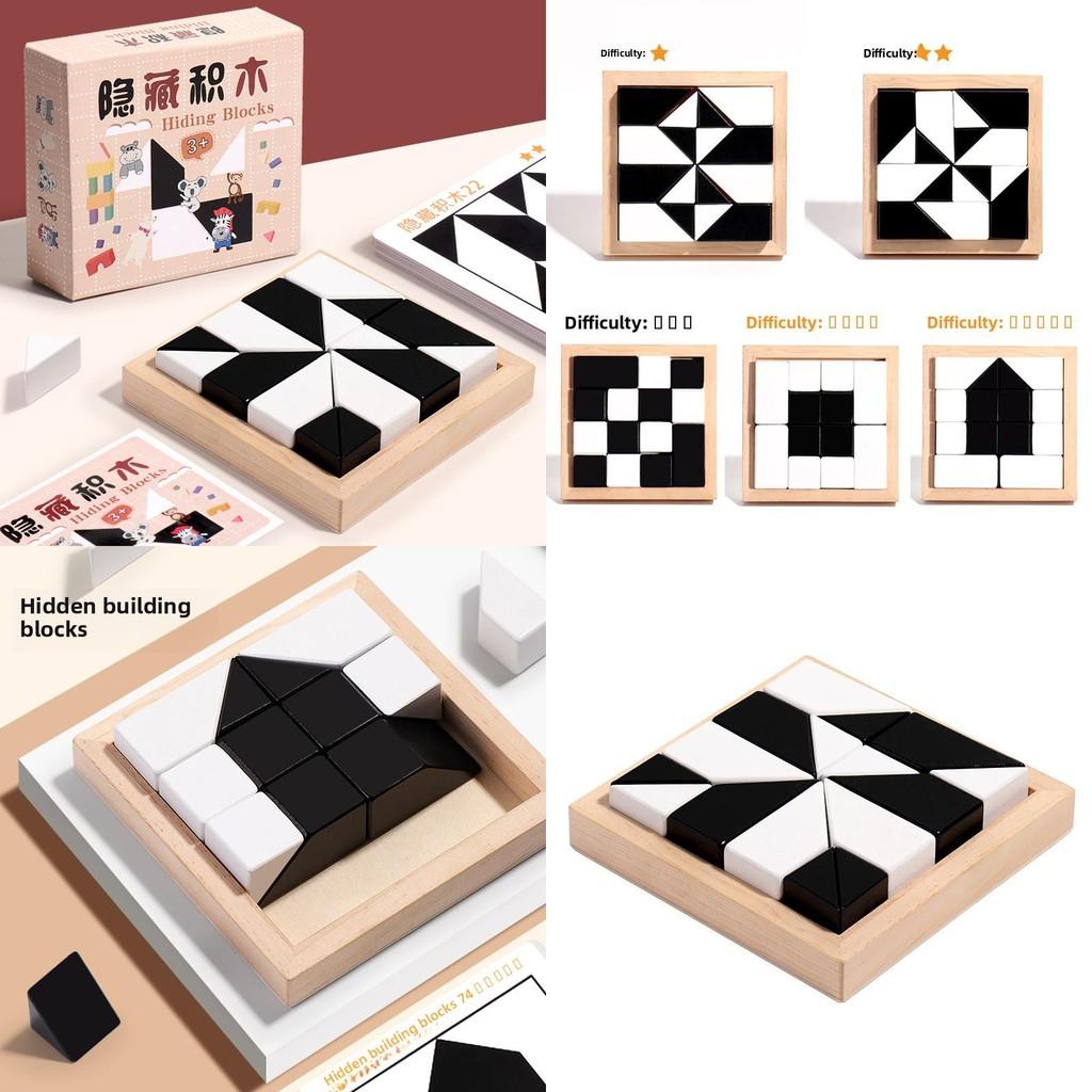 White Black Hidden Building Blocks Parent Child Interaction Spatial Toy Cognize