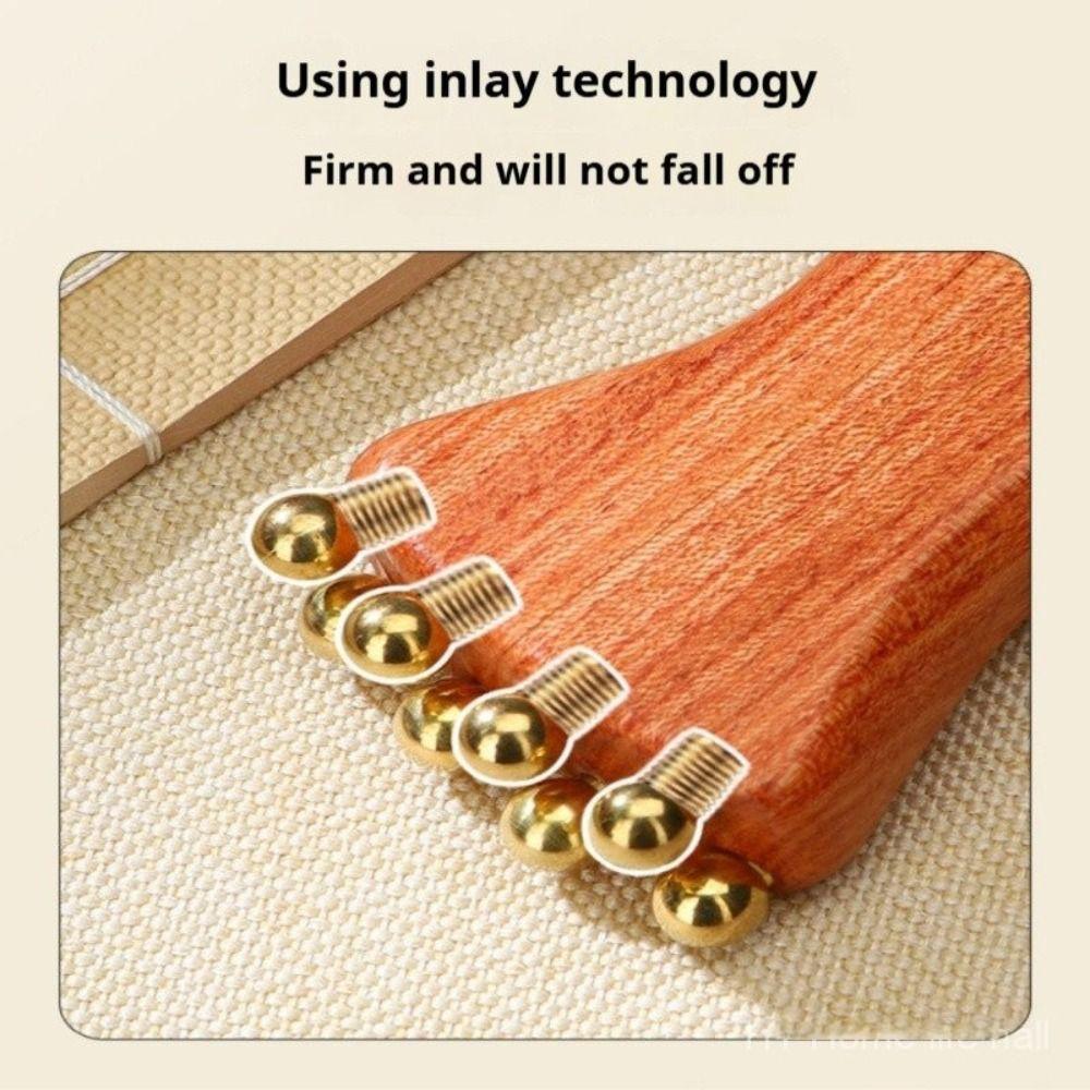 Brass Facial Massage Roller 20-Bead Sandalwood Facial Fascia Lifting Tool Facial Massager