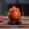 1pc Handcrafted Flame Person Wooden Carving Cute Original Design, Red Sandalwood Faux Leather Gray, 5.33cm Whimsical Figurine for Indoor/Outdoor Decor