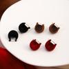 Red Velvet Drop Earrings Simple Dangle Fluffy Earrings for Women Autumn Winter Light Luxury Face Slimming Accessories