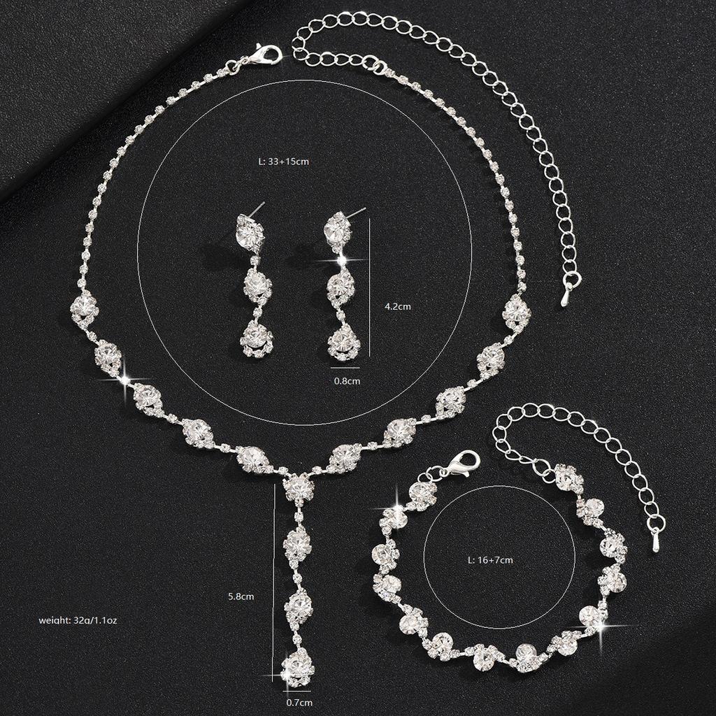 Bridal Black Luxury Evening Dress Necklace Earrings Set Wedding Ladies Personality Set Chain