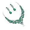 Necklace Earring Set Green Shiny Exquisite Women Decorative Jewelry for Wedding Anniversary
