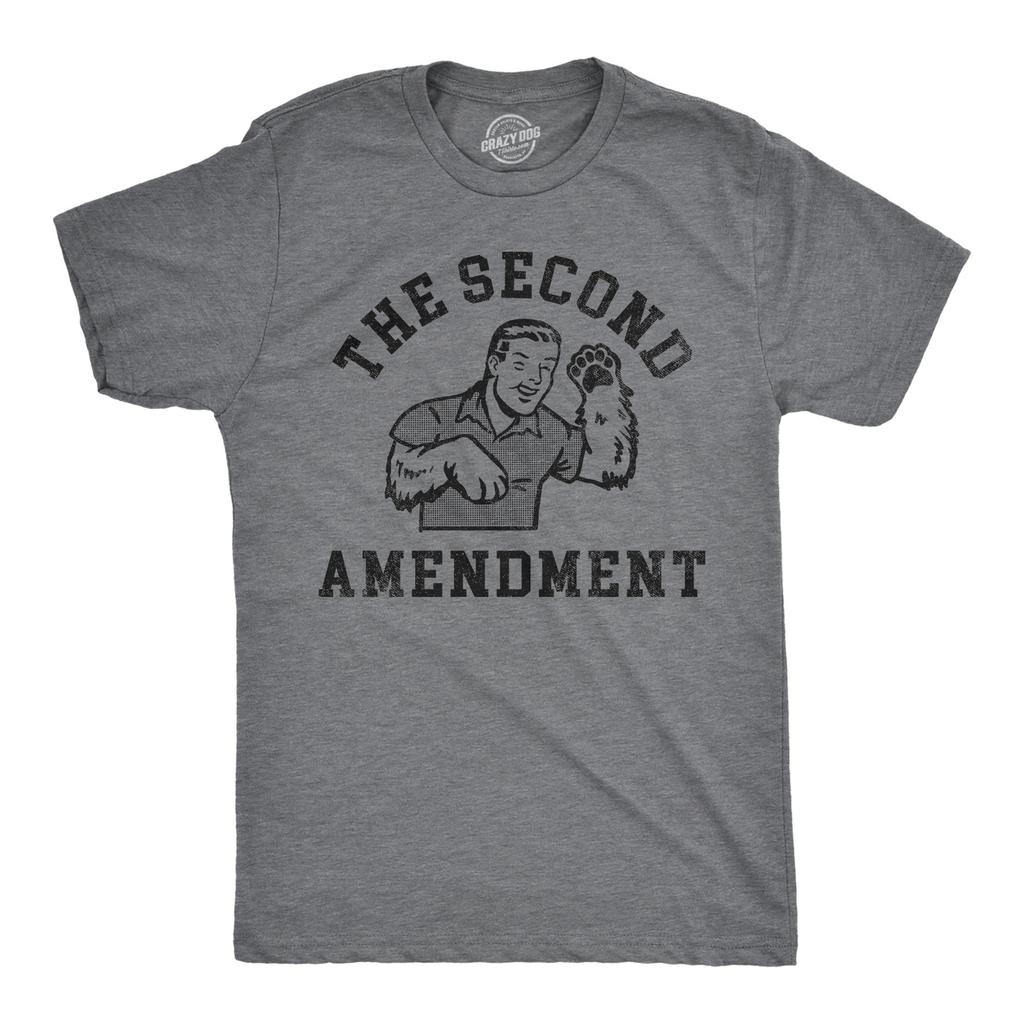 Herren Das Zweite Amendment T-Shirt Lustiger Bärenarme Waffen Witz Tee für Jungs