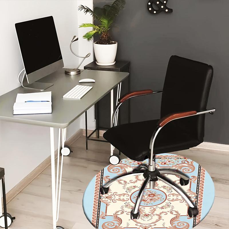 

1PC Floral Pattern Ornamentation Non-Slip Floor Round carpet, Office, family, bedroom, Large Area Rug Indoor Rugs, Durable Polyester-L0332 80cm by 80cm